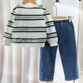 thumbnail image 3 of Tiijoy Toddler Boys Outfits Casual Cotton Striped Sweatshirt Ripped Jeans Set, Sizes 3-4, 3 of 8