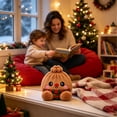 thumbnail image 5 of Christmas Dumpling Plush, Cute Stuffed Bun Toy With Bamboo Steamer Basket, Kawaii Holiday Gift, Brown Striped Scarf, 5.9 In, 5 of 7