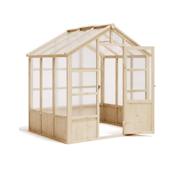 8'x6' Outdoor Wood Greenhouse w/ Lockable Door & Adjustable Window for Outdoor,Garden,Yard