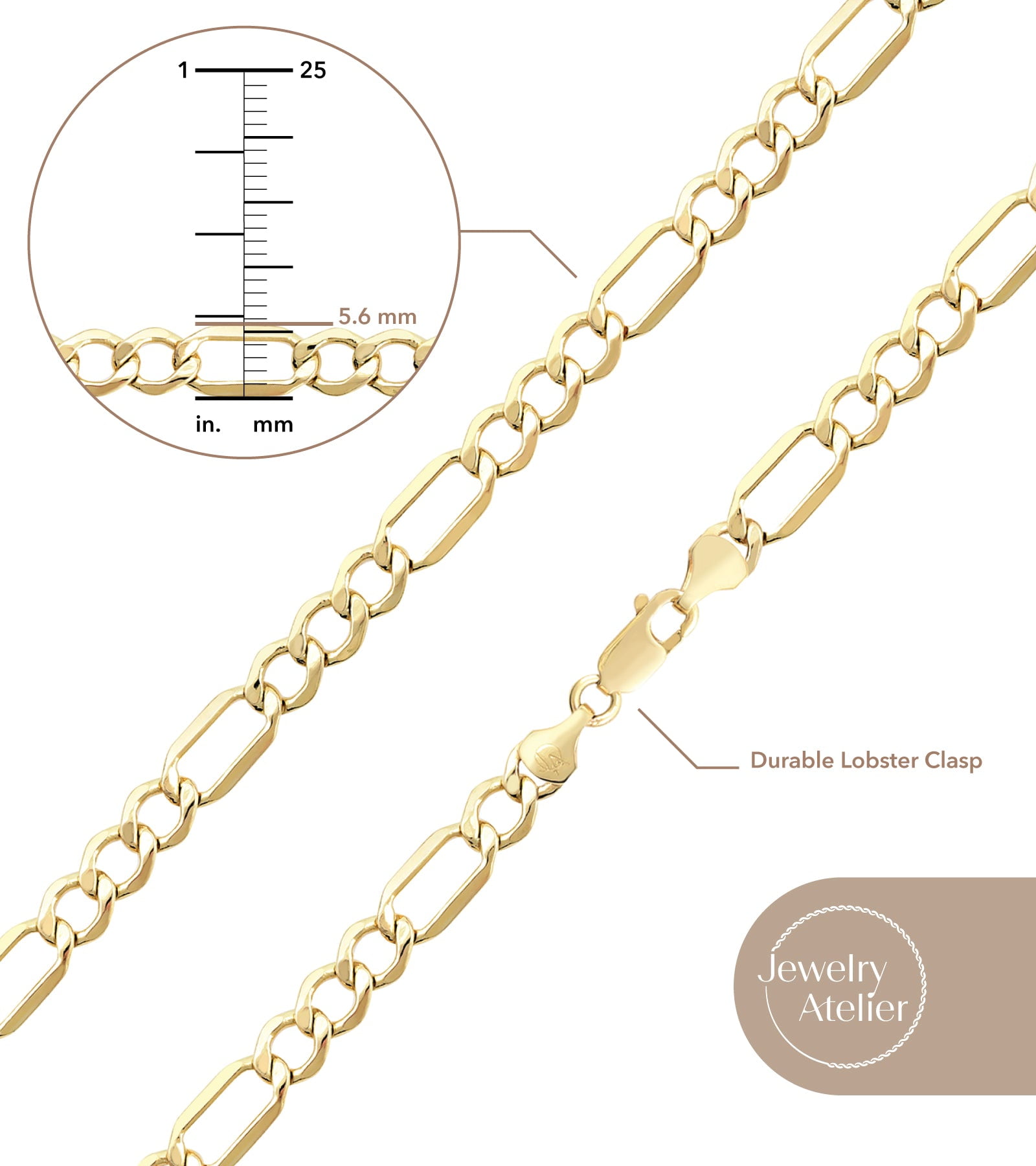 Jewelry Atelier 14K Gold Filled Figaro Chain Necklace  Various Sizes for Men and Women  (图3)