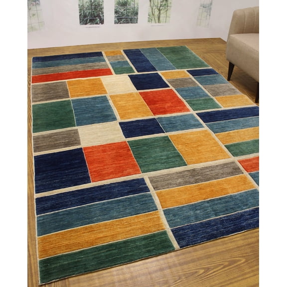 Peshawar Buket Blue/Gold Rug, 6'11" x 9'9"