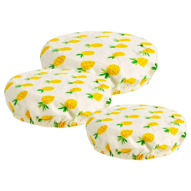 3 tapas reutilizables para cuencos, diámetro 26 cm, 23 cm, 20 cm, vajilla, tapa elástica para alimentos. Conjunto de piña