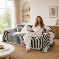 thumbnail image 3 of Bohemian Sofa Cover for 3 Seater Sectional, L Shaped Couch Slipcover Non-Slip Pet Friendly Soft Chenille Furniture Protector Washable Geometric Black White 51x94 Inch, 3 of 7