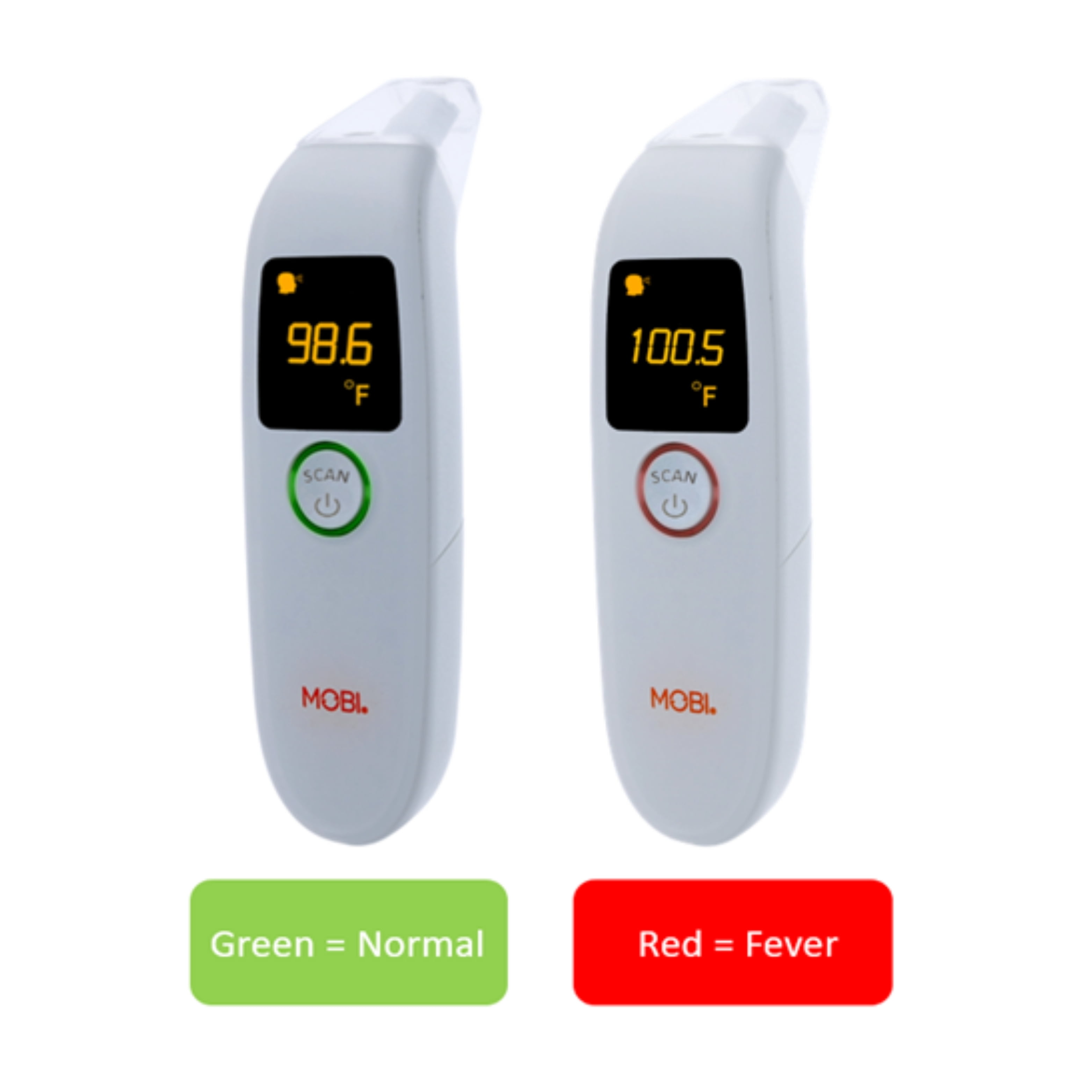(12 pack) MOBI DualScan FeverTrack Ear & Forehead Medical Grade Thermometer w/ Medication Reminder Alarm