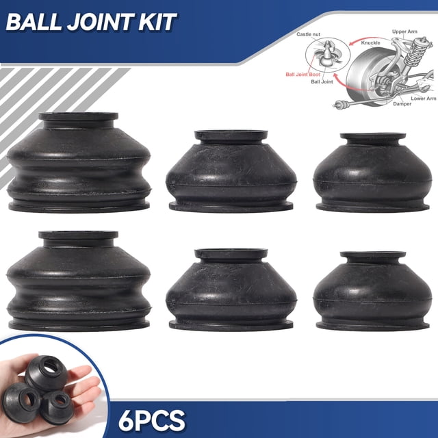 Universal 6x Black Rubber Ball Joint Dust Boot Cover Tie Rod End Set /Kit Part