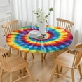 thumbnail image 3 of Colorful Tie Dye Mandala Pattern Round Fitted Tablecloth with Elastic Edge,Dining Table Cover Waterproof,Outdoor Round Tablecloth for Camping,Dining,Indoor and Outdoor, 3 of 7