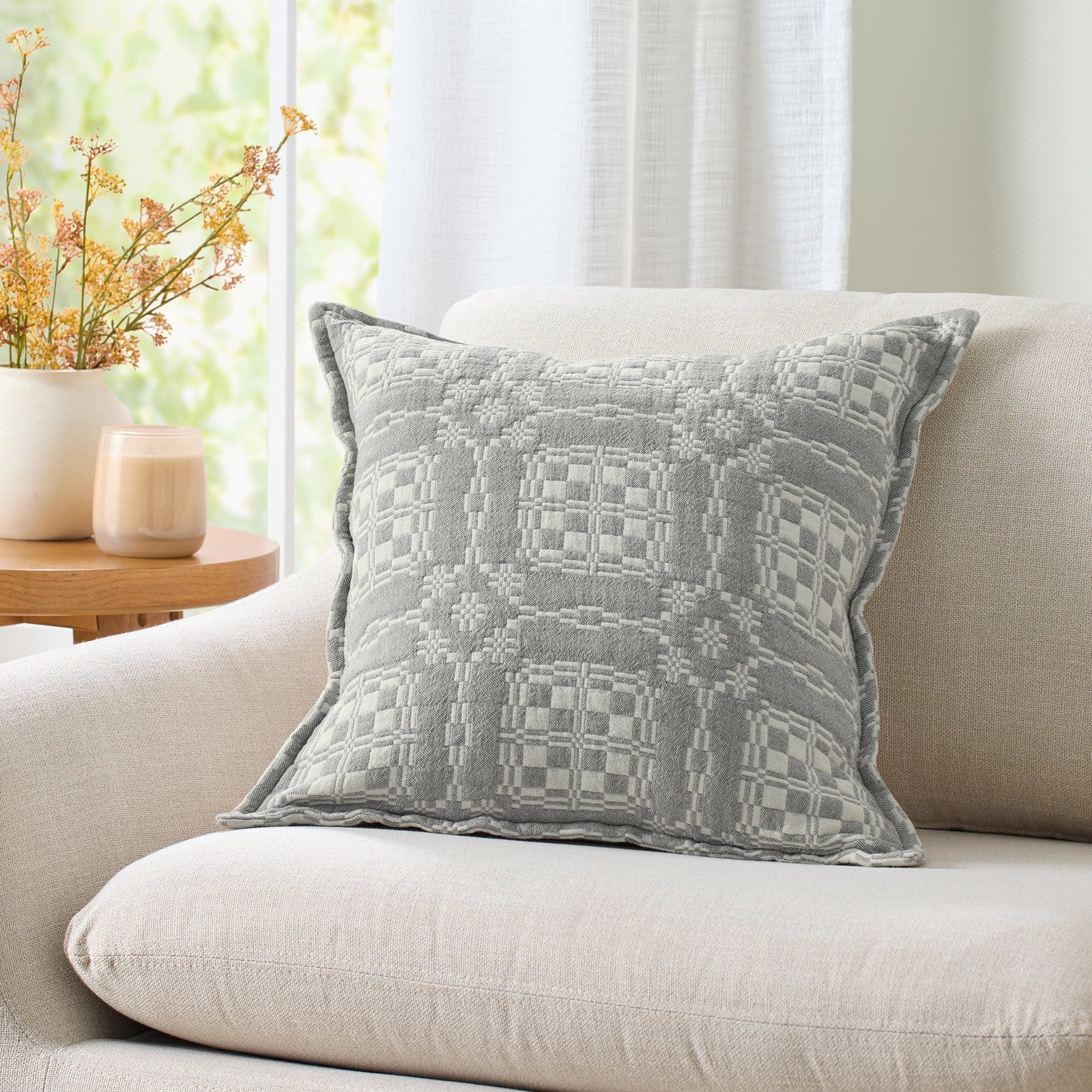 Better Homes & Gardens 20x20 Inch Welsh Check Grey Flannel Pillow Cover
