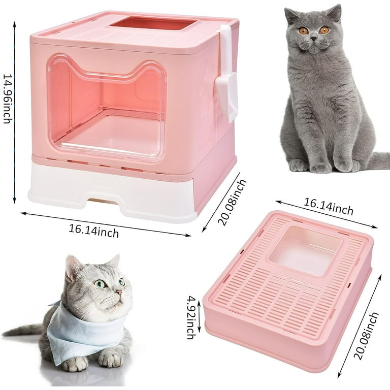 EAYSG Compact Kitty Litter Box Set: Foldable, Portable, Top Entry