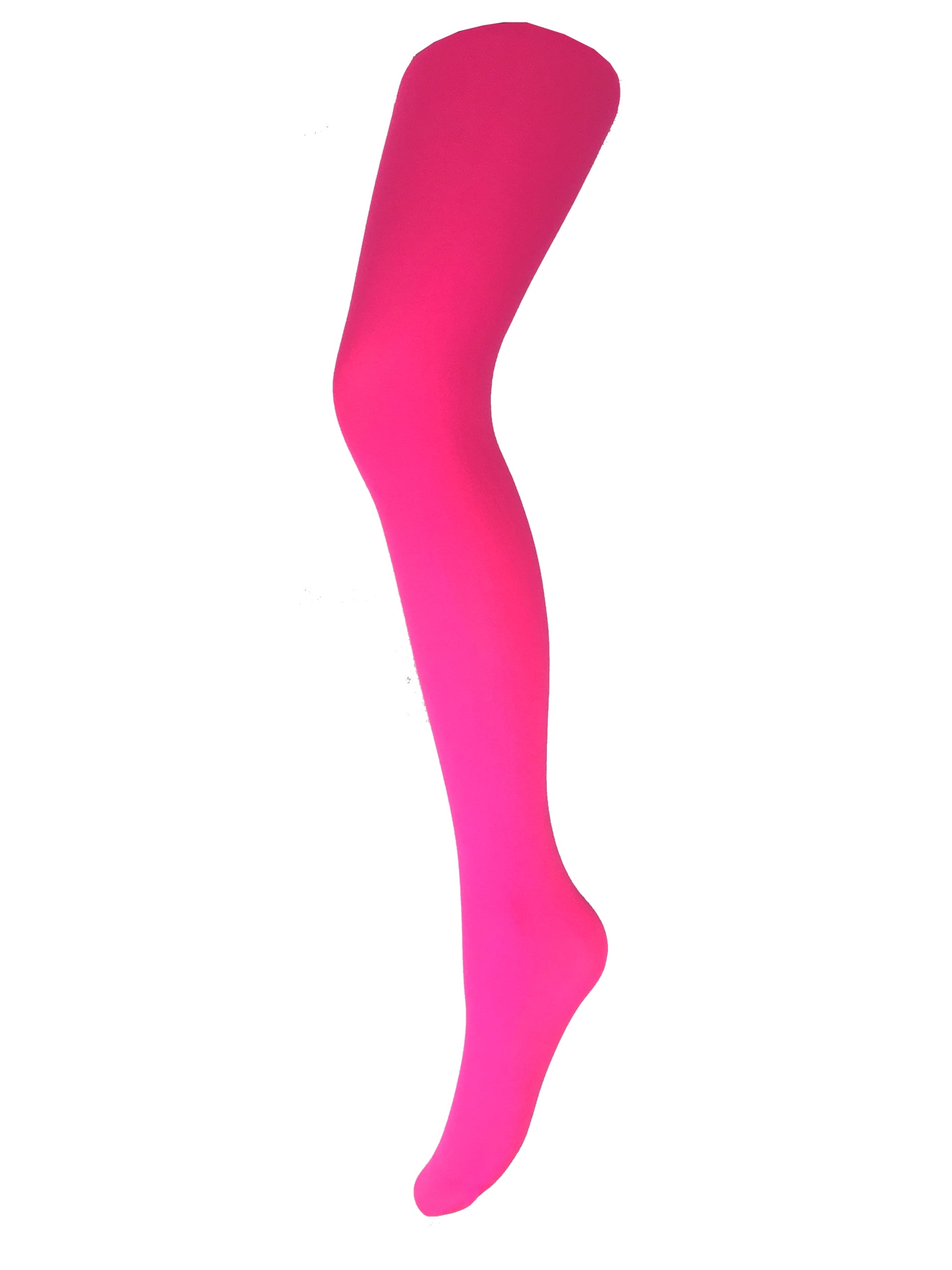 Neon Pink Opaque Full Footed Tights, Pantyhose for Women