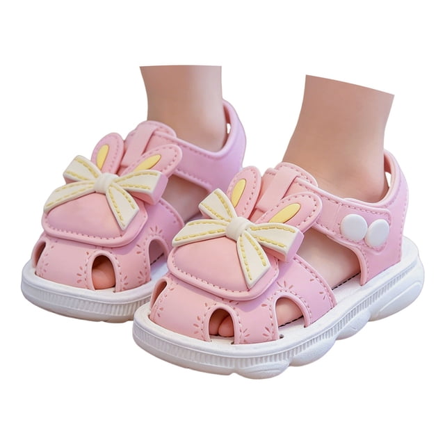FhsagQ Sandals for Baby Girls Summer Sandals Lightweight with Sole for Kids Breathable Cartoon Rabbit Design Beach Shoes PinkSize 21