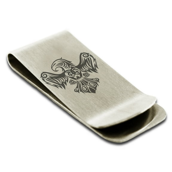 Stainless Steel Aztec Power Strength Courage Rune Engraved Money Clip Credit Card Holder