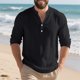 thumbnail image 1 of pstuiky camisa de manga larga para hombre, Blusas casuales de color liso con cuello redondo y mangas largas para hombre salir tops m, 1 of 8