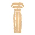 thumbnail image 5 of OKBOP Robe Fendue-Robe de Soirée Mode Été Aguichant Décontractée Épaules Dénudées Manches Rayées Imprimées Robes Printemps Femmes Liquidation, 5 of 5