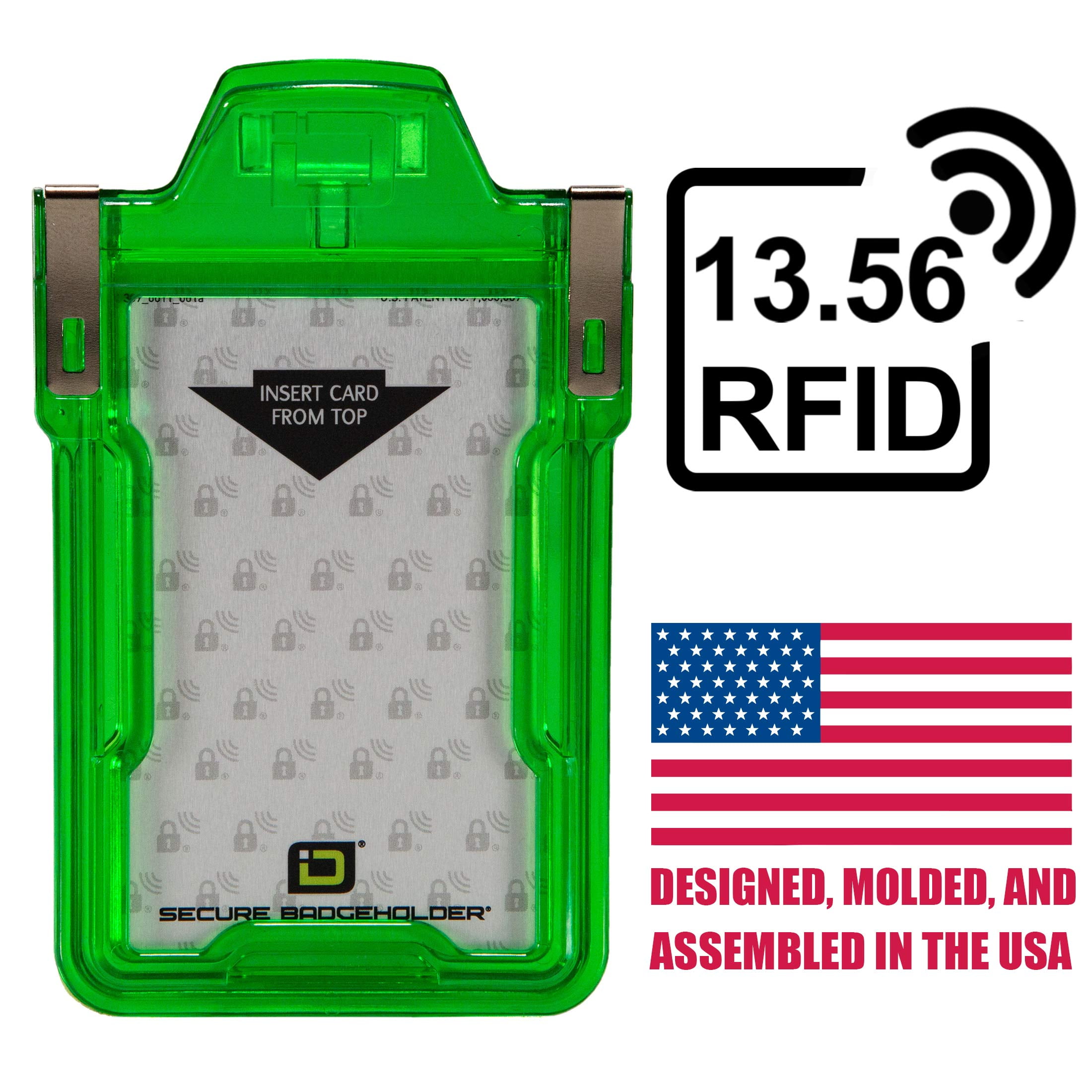 Identity Stronghold - Secure RFID Badge Holder for 1 Card - Heavy Duty Hard Plastic ID Badge ...