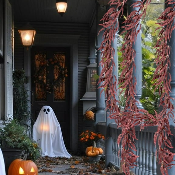 70.8 Inch Simulation Rattan Maple Leaf Garland Halloween Thanksgiving Decoration Flexible Vine Decor