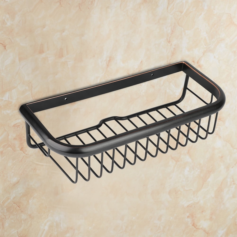 Bathroom Storage Rack, Wall Mounted Basket, Black Brass A Basket With