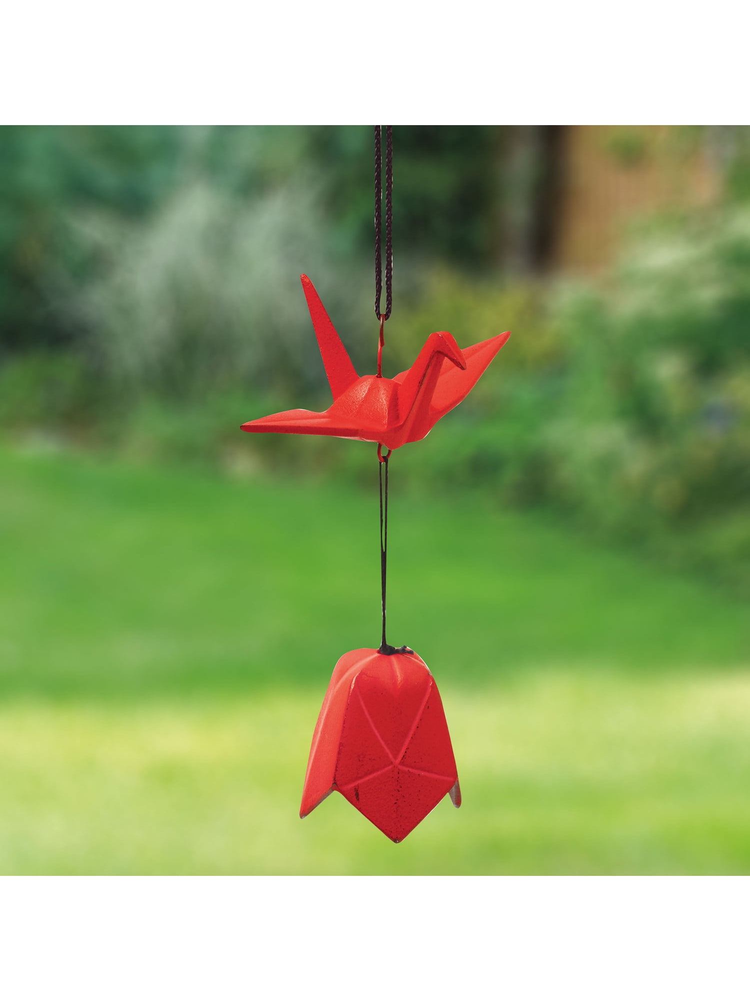 Kotobuki Trading Origami Crane Wind Bell by Iwachu Ironware Cast Iron Red Bird Wind Chime