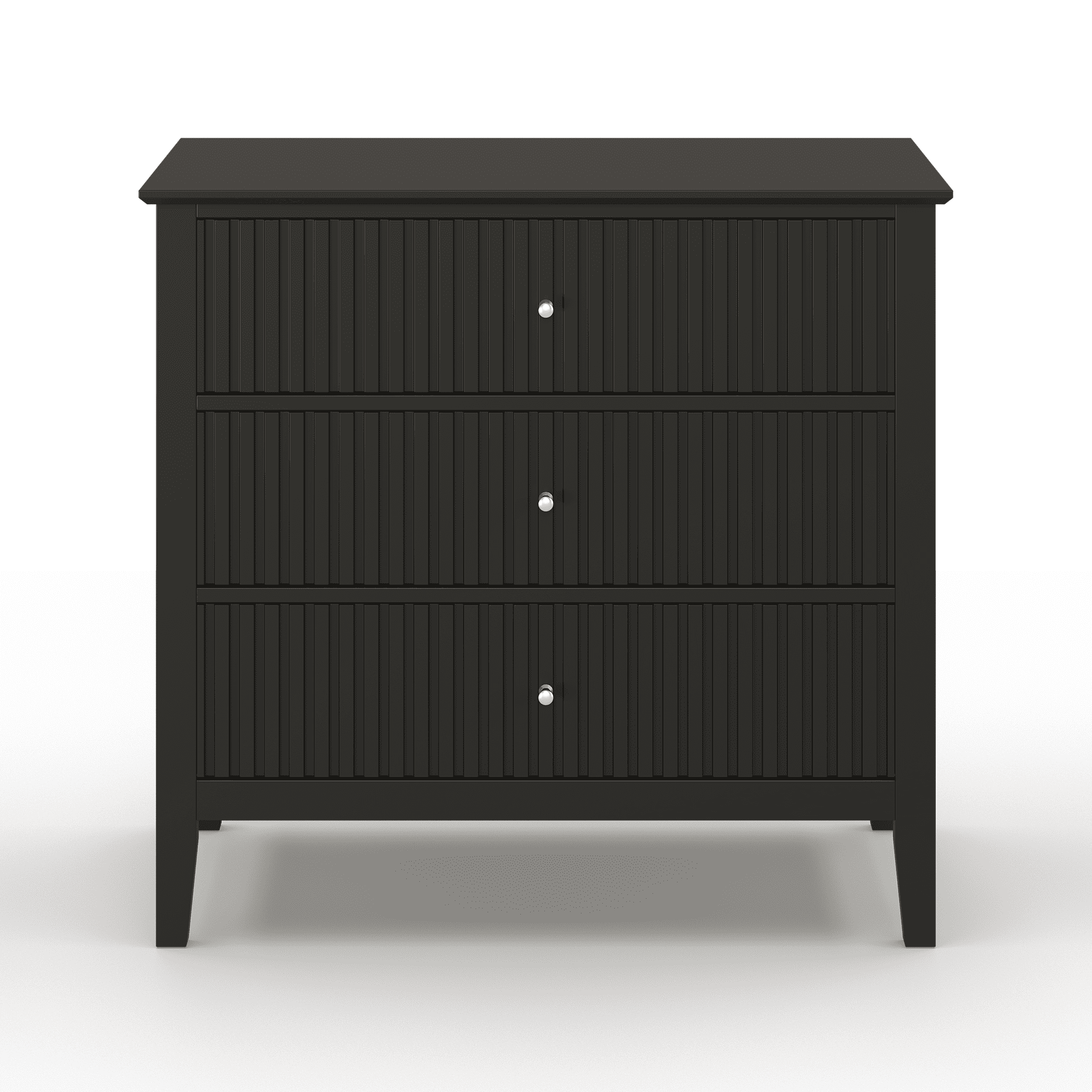 Cozy Home Black 3 Drawer Dresser Set of 2, Painted Tall Wood Nightstand with Storage, for Bedroom Hallway Living Room Entryway Office