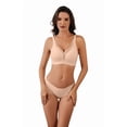 thumbnail image 2 of Qylux Bras For Women No Underwire Deep V Mesh Comfortable Bralette Seam-Free Full-Coverage Daily Bra，Nude，L, 2 of 9