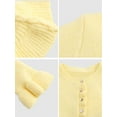 thumbnail image 2 of Women'S Cropped Cardigan Sweater Trendy Crewneck Ruffle Long Sleeve Button Down Knitwear Tops Yellow M, 2 of 4