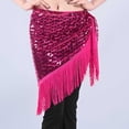 thumbnail image 6 of Waist Chain Skirts Womens Tassel Sequin Triangle Hip Scarf Warp Skirts Belt Sparkly Belly Dance Clothing Hot Pink, Free Size, 6 of 6