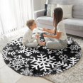 thumbnail image 3 of Black Christmas Snowflake Pattern Round Blanket,Comfortable Soft Flannel Throw Blanket,All Season,Warm Lightweight Blankets for Sofa Bed Couch Living Room Chair 47"x47", 3 of 5