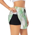 thumbnail image 3 of Lsque Green And Gold Abstract Marble Printed Women's Running Shorts with Liner Pockets,Elastic Quick Dry Workout Athletic Gym Yoga Shorts,Womens High Waist Shorts-Large, 3 of 9