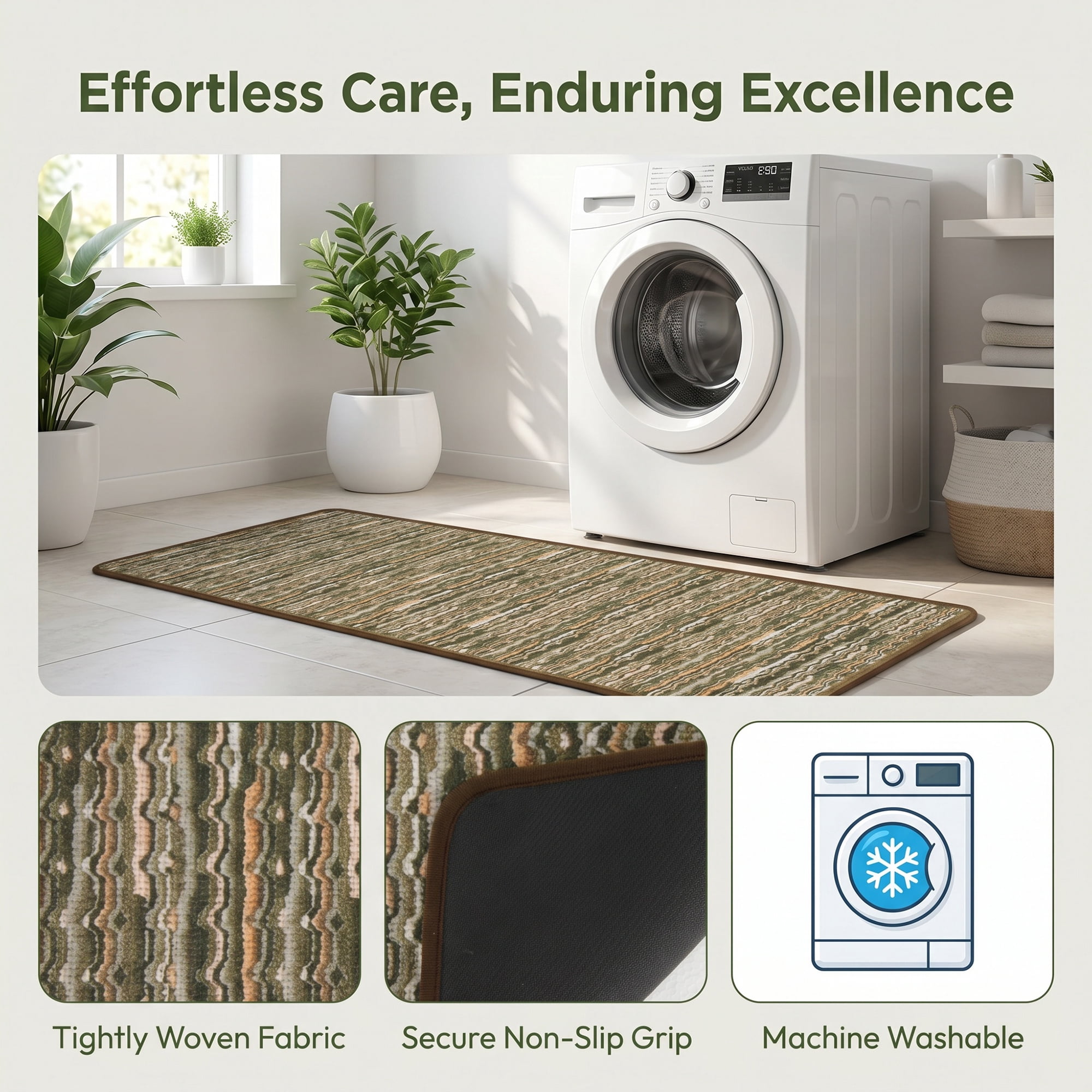 Unique Bargains Non-Slip Rubber Backing Mats for Floor Oil Absorbent Brown 47" x 18"