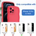 thumbnail image 6 of Case for iPhone 12 Pro Case Wave, Curly Frame Design for Women Girls, Cute Wavy Solid Color Aesthetic Phone Case Soft Flexible TPU Shockproof Full-Body Protective Case Cover 6.1 inch - Red, 6 of 12