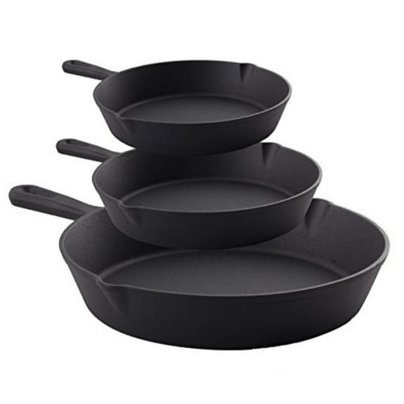 PreSeasoned Cast Iron Skillet Set 3 Piece Set 10", 8" and 6" Cast Iron Kitchen Cookware Skillet Set Home and Commercial Frying P