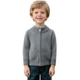 thumbnail image 3 of AWZXDE Childrens Knit Cardigan with Zip Front Solid Color Classic Casual Versatile with Pockets for Boys and Girls Autumn Winter Fashion Grey，6-7Years, 3 of 9