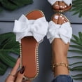 thumbnail image 4 of Domuza Women's Bow Knot Slides Open Toe Flat Sandals 2026 Summer Slip On Slippers White 8（EU-40）, 4 of 5