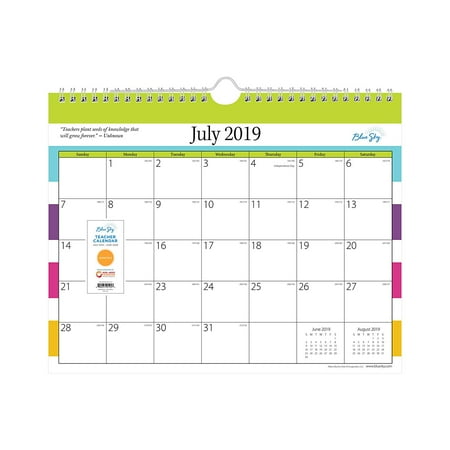 Academic Wall Calendar July 2015 2019-2020 Academic Year Monthly Wall Calendar, Twin Wire Binding, 11
