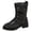 Black, variant on Womens Motorcycle Boots Fashion Splice Upper Low Heel Riding Booties for Winter Fall Casual Lace up Ladies Mid Calf Boots