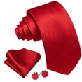 thumbnail image 2 of Set de Corbata Barry.Wang Rojo con Rayas para Hombre con Pañuelo, 2 of 8