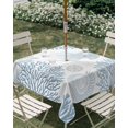 thumbnail image 3 of Square Outdoor Tablecloth with Umbrella Hole Light Blue Coastal Outside Table Cloth Waterproof Patio Table Cover Coral Jellyfish Starfish Ocean Nautical Zipper Tablecloths for Picnic 54x54 Inch, 3 of 8