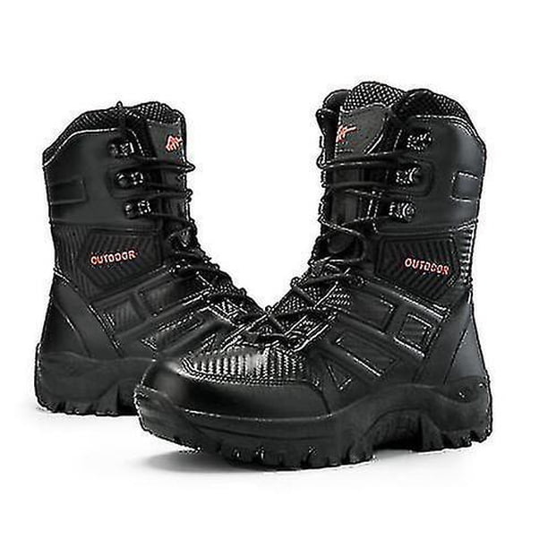 Botas militares de gran tamaño para hombres Zapatos de combate de caña alta resistentes al desgaste al aire libre Botas tácticas de entrenamiento de campo Botas de desierto de senderismo tra