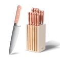 thumbnail image 1 of Juego de cuchillos CAROTE 11 piezas con bloque de acero inoxidable rosa, 1 of 7