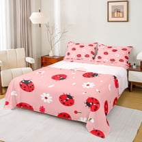 Castle Fairy Kawaii Ladybug Twin Sheet Sets,Kawaii Floral Daisy Bedding