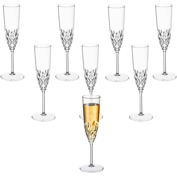 "Shatterproof Reusable Unbreakable Plastic Acrylic 5 oz Champagne Flutes, Champagne Glasses, Cocktail Wine Glasses for Party, Wedding, Birthday, Bar Goblets