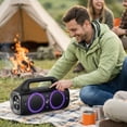 thumbnail image 3 of Parlante portátil EWTTO EW-P406BA, Bluetooth 5.3, 80W, batería 10000mAh hasta 18h, IPX67 a prueba de agua, luces LED RGB, DSP, entrada USB/AUX – Ideal para fiestas, camping o exteriores, 3 of 7