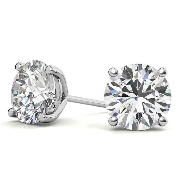 Solitaire Brilliance 10K Certified Lab Grown Diamond Solitaire Stud Earrings 4 Prong Basket Setting