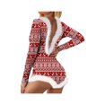 thumbnail image 4 of Kiapeise Christmas Romper Onesie for Women Sexy V Neck Rompers Shorts Long Sleeve Button Pajama, 4 of 5