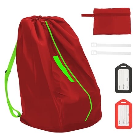Car Seat Bags For Airplane Travel, Gate Check Bag, Durable Travel Bag with Shoulder Straps and 2pcs Luggage Tags For Airplane,Red