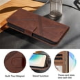 thumbnail image 6 of Leather For Apple iPhone 14 Pro, Flip Wallet Leather Case With Card Holder Magnetic Closure Protective Phone Cases Cover,Brown,For iPhone 14 Pro, 6 of 7
