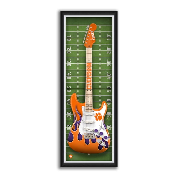Clemson Tigers 14" x 37" Electric Guitar Framed Art Print