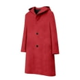 thumbnail image 6 of Wool Coats for Women Fashion Hooded Long Pea Coat Notched Lapel Collar Breasted Trench Overcoat Warm Winter Clothing, 6 of 9