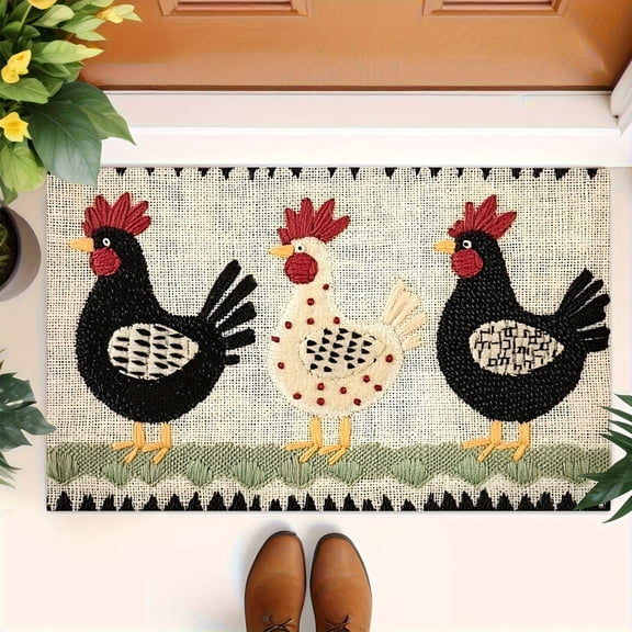 Zynviq Chicken Area Rugs 15.7" X 23.6" Throw Rug Animals Flock Washable Multicolor Rectangular Small Rug for Bedroom