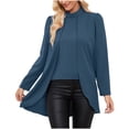 thumbnail image 1 of Timegard Flowy Tops for Women Stand Neck Long Sleeve Lightweight Blouse Fall Work Casual Loose Tops, 1 of 9