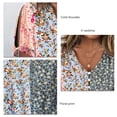 thumbnail image 4 of Mujer Verano Top Hombro Frío Manga Corta Estampado Floral Cuello En V Botón Camiseta para Mujer Gris M, 4 of 5